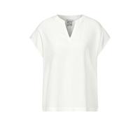 Shirtbluse STREET ONE, Damen, Gr. 38, weiß (sanftes weiß), Stoff, 100% Viskose, unifarben, gerade hüftlang, Rundhals, Bündchen, Blusen, aus softer Viskose (72215150-38) sanftes weiß