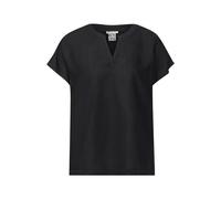 Shirtbluse STREET ONE, Damen, Gr. 34, schwarz, Stoff, 100% Viskose, unifarben, gerade hüftlang, Rundhals, Bündchen, Blusen, aus softer Viskose (91160209-34) schwarz