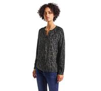 Langarmbluse STREET ONE, Damen, Gr. 38, blau (deepwater blau), Stoff, 100% Viskose, bedruckt, normal normal, V-Ausschnitt, angesetztes Bündchen, Blusen, Feel Good Fit (31944200-38) deepwater blau