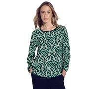 Hemdbluse STREET ONE, Damen, Gr. 38, grün (hunter grün), Stoff, 100% Viskose, bedruckt, gerade normal, Rundhals, Bündchen, Blusen Hemdbluse, mit 3/4 Ärmeln (89819212-38) hunter grün