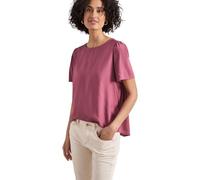 Kurzarmbluse STREET ONE, Damen, Gr. 46, schwarz clouded blush, Stoff, 100% Viskose, unifarben, klassisch normal, Rundhals, abgesteppt, Blusen, mit Raffungen an den Ärmeln (89139660-46) schwarz clouded