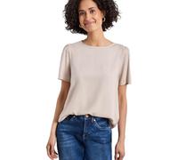 Street One Frauen Bluse mit Rundhals und kurzen Puffärmeln in Beige, Gr: 34
