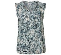 Street One Damen Blusentop 3411797 Snake-Print Rüschen Viskose Arona Blau 40