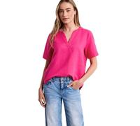 Shirtbluse STREET ONE, Damen, Gr. 36, magenta dream, Web, 60% Leinen, 40% Baumwolle, unifarben, normal normal, Rundhals, Bündchen, Blusen, mit Leinenanteil (31619650-36) magenta dream