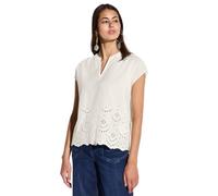 Shirtbluse STREET ONE, Damen, Gr. 40, weiß (sanftes weiß), Web, 100% Baumwolle, unifarben, normal normal, Rundhals, abgesteppt, Blusen, aus reiner Baumwolle (28976506-40) sanftes weiß