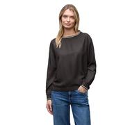 Langarmbluse STREET ONE, Damen, Gr. 42, schwarzest braun, Stoff, 100% Viskose, unifarben, normal normal, U-Boot-Ausschnitt, Rippbündchen, Blusen, mit Elastiksaum (87846150-42) schwarzest braun