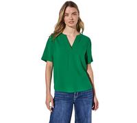 Shirtbluse STREET ONE, Damen, Gr. 36, grün (glowing grün), Stoff, 100% Viskose, unifarben, gerade normal, Rundhals, Bündchen, Blusen, aus softer Viskose (74076059-36) glowing grün