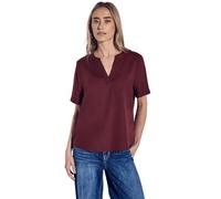 Shirtbluse STREET ONE, Damen, Gr. 38, rot (schwarz cherry rot), Stoff, 100% Viskose, unifarben, gerade normal, Rundhals, Bündchen, Blusen, aus softer Viskose (56114530-38) schwarz cherry rot