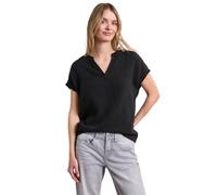 Blusenshirt STREET ONE, Damen, Gr. 36, schwarz, Web, 100% Baumwolle, unifarben, normal normal, Rundhals, abgesteppt, Shirts Blusenshirt, aus reiner Baumwolle (20638369-36) schwarz