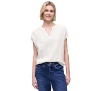 Blusenshirt STREET ONE, Damen, Gr. 46, sanftes weiß, Web, 100% Baumwolle, unifarben, normal normal, Rundhals, abgesteppt, Shirts Blusenshirt, aus reiner Baumwolle (38180762-46) sanftes weiß