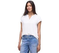 Street One Frauen Blusenshirt in Unifarbe mit Split Neck in Weiß, Gr: 44
