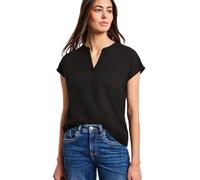 Street One Damen Blusenshirt in Unifarbe mit Split Neck
