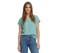 Kurzarmbluse STREET ONE, Damen, Gr. 40, misty mint, Stoff, 100% Viskose, unifarben, normal normal, Rundhals, abgesteppt, Blusen, mit geschlitztem Rundhalsausschnitt (25804909-40) misty mint