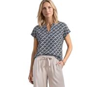 Kurzarmbluse STREET ONE, Damen, Gr. 46, shadowed navy, Stoff, 100% Viskose, gemustert, normal normal, Rundhals, abgesteppt, Blusen, aus softer Viskose (70203716-46) shadowed navy