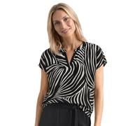 Kurzarmbluse STREET ONE, Damen, Gr. 38, schwarz, Stoff, 100% Viskose, gemustert, normal normal, Rundhals, abgesteppt, Blusen, aus softer Viskose (44411645-38) schwarz