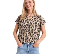 Street One Kurzarmbluse Timeless Beige – gemustert, 100% Viskose, Rundhals – Gr. 36