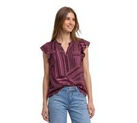 Kurzarmbluse STREET ONE, Damen, Gr. 38, blush berry, Web, Obermaterial: 100% Viskose, gemustert, normal hüftbedeckend, V-Ausschnitt, Volant, Blusen, Sommerbluse mit grafischem Muster und Volant-Ärmeln