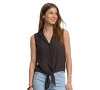 Blusentop STREET ONE, Damen, Gr. 34, espresso braun, Stoff, 100% Viskose, unifarben, normal normal, V-Ausschnitt, abgesteppt, Blusen Blusentop, mit Knotendetail am Saum (95639037-34) espresso braun
