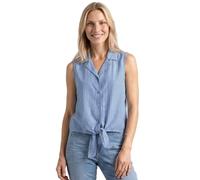 Blusentop STREET ONE, Damen, Gr. 40, blau (original blau), Web, 97% Baumwolle, 3% Metallfasern, gestreift, normal normal, V-Ausschnitt, abgesteppt, Blusen Blusentop, im Streifen-Design (39723447-40) o