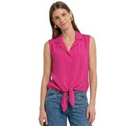 Blusentop STREET ONE, Damen, Gr. 36, magenta dream, Stoff, 100% Viskose, unifarben, normal normal, V-Ausschnitt, abgesteppt, Blusen Blusentop, mit Knotendetail am Saum (97520859-36) magenta dream