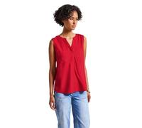 Blusentop STREET ONE, Damen, Gr. 46, rot (glory rot), Stoff, 100% Viskose, unifarben, normal normal, Rundhals, abgesteppt, Blusen Blusentop, mit Brusttaschen (47276517-46) glory rot
