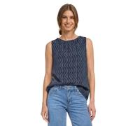 Blusentop STREET ONE, Damen, Gr. 44, blau (ashen blau), Web, Obermaterial: 100% Viskose, gemustert, normal hüftbedeckend, Rundhals, abgesteppte Kante, Blusen Blusentop, Blusentop mit grafischem Muster
