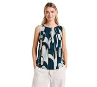 Street One Blusentop Ikat Print – Damen, 100% Viskose, ärmellos, Rundhals – Tide Blau Gr. 38