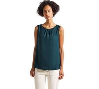 Blusentop STREET ONE, Damen, Gr. 36, blau (tide blau), Web, Obermaterial: 100% Viskose, unifarben, casual, bequem hüftbedeckend, Rundhals, ohne Ärmel, Blusen, mit Raffung (74994051-36) tide blau