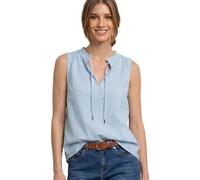 Blusentop STREET ONE, Damen, Gr. 46, original blau, Stoff, 65% Polyester, 35% Viskose, gestreift, normal normal, Rundhals, abgesteppt, Blusen Blusentop, mit Rüschendetails (73181365-46) original blau