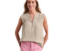 Blusentop STREET ONE, Damen, Gr. 38, clay sand, Web, 100% Baumwolle, unifarben, normal normal, Rundhals, Bündchen, Blusen Blusentop, aus reiner Baumwolle (22713517-38) clay sand