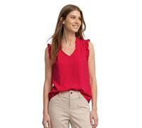 Blusentop STREET ONE, Damen, Gr. 34, salsa rot, Stoff, 88% Viskose, 12% Polyamid, unifarben, normal normal, V-Ausschnitt, Rüschen, Blusen Blusentop, aus softer Viskose (91810600-34) salsa rot