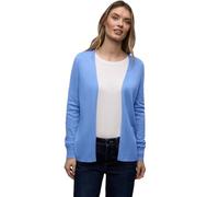 Cardigan STREET ONE, Damen, Gr. 38, bonnet blau, Stoff, 60% Viskose, 40% Baumwolle, unifarben, comfort fit normal, V-Ausschnitt, Bündchen, Strickjacken, mit Strick-Detail (97684612-38) bonnet blau