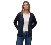 Cardigan STREET ONE, Damen, Gr. 42, shadowed navy, Stoff, 60% Viskose, 40% Baumwolle, unifarben, comfort fit normal, V-Ausschnitt, Bündchen, Strickjacken, mit Strick-Detail (53717518-42) shadowed navy