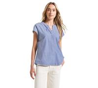 Shirtbluse STREET ONE, Damen, Gr. 42, blau (original blau), Web, 97% Baumwolle, 3% Metallfaser, gestreift, normal normal, Rundhals, Bündchen, Blusen, aus softem Materialmix (99928145-42) original blau