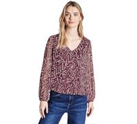 Schlupfbluse STREET ONE, Damen, Gr. 36, mulberry rot, Chiffon, Obermaterial: 100% Polyester, gemustert, casual, loose fit hüftlang, V-Ausschnitt, Langarm elastischer Bund, Blusen, mit Raffungen (15080