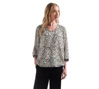 Chiffonbluse STREET ONE, Damen, Gr. 38, moonstone sand, Web, Obermaterial: 100% Polyester, bedruckt, casual, regular fit taillenbedeckt, V-Ausschnitt, 3/4-Ärmel elastischer Bund, Blusen, mit All-Over