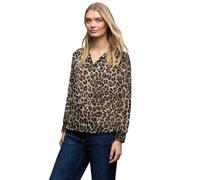 Langarmbluse STREET ONE, Damen, Gr. 36, mocha glow, Stoff, 100% Polyester, gemustert, normal normal, V-Ausschnitt, elastischer Bund, Blusen, mit Zick Zack Muster (27438404-36) mocha glow