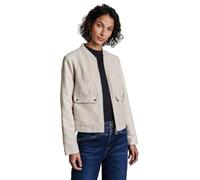 Kurzjacke STREET ONE, Damen, Gr. 44, beige (smooth sand beige), Stoff, 100% Polyester, unifarben, casual, gerade normal, hoch geschlossener Ausschnitt, Langarm Bündchen, Jacken, mit Stehkragen (482301