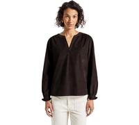 Langarmbluse STREET ONE, Damen, Gr. 46, braun (deep roast braun), Web, 100% Baumwolle, unifarben, normal normal, Rundhals, elastischer Bund, Blusen, aus reiner Baumwolle (23281417-46) deep roast braun