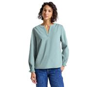 Langarmbluse STREET ONE, Damen, Gr. 46, blau (arona blau), Web, 100% Baumwolle, unifarben, normal normal, Rundhals, elastischer Bund, Blusen, aus reiner Baumwolle (35371014-46) arona blau