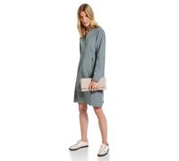 Sommerkleid STREET ONE, Damen, Gr. 44, EURO-Größen, blau (washed blau), Web, 100% Baumwolle, unifarben, normal knielang, V-Ausschnitt, Umschlagsaum, Kleider Sommerkleid, in Unifarbe (55219800-44) wash