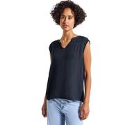 Blusentop STREET ONE, Damen, Gr. 40, deepwater blau, Web, Obermaterial: 100% Viskose, Crinkleoptik, casual, regular fit taillenbedeckt, Rundhals, ohne Ärmel, Blusen, mit Crinkle-Struktur (11567328-40)