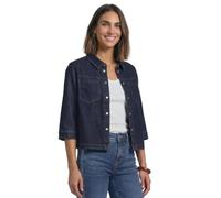 Jeansbluse STREET ONE, Damen, Gr. 42, blau (rinse soft washed), Jeans, 72% Baumwolle, 27% Polyester, 1% Elasthan, unifarben, normal normal, V-Ausschnitt, abgesteppt, Blusen Jeansbluse, im Denim-Style,