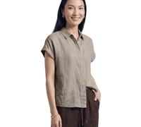 Hemdbluse STREET ONE, Damen, Gr. 36, timeless beige, Web, 100% Leinen, unifarben, regular fit normal, V-Ausschnitt, abgesteppt, Blusen Hemdbluse, aus Leinen (39524030-36) timeless beige