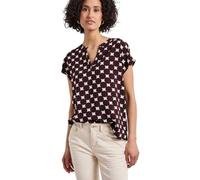 Kurzarmbluse STREET ONE, Damen, Gr. 34, rustic rouge, Stoff, 100% Viskose, gepunktet, klassisch normal, Rundhals, normaler Saum, Blusen, mit geschlitztem Rundhalsausschnitt (54376542-34) rustic rouge