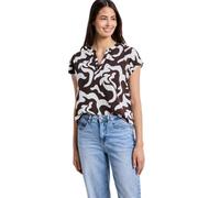 Shirtbluse STREET ONE, Damen, Gr. 38, braun (espresso braun), Stoff, 100% Viskose, gemustert, klassisch normal, Rundhals, abgesteppt, Blusen, mit geschlitztem Rundhalsausschnitt (81457457-38) espresso