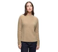 Stehkragenpullover STREET ONE, Damen, Gr. 38, sanded beige, Stoff, 78% Polyamid, 12% Polyacryl, 10% Baumwolle, unifarben, normal normal, Rundhals, abgesteppt, Pullover, aus softem Materialmix (6855843