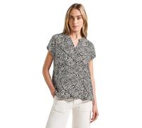 Shirtbluse STREET ONE, Damen, Gr. 38, blau (tiefblau), Stoff, 100% Viskose, bedruckt, normal normal, Rundhals, Bündchen, Blusen, aus softer Viskose (57699068-38) tiefblau
