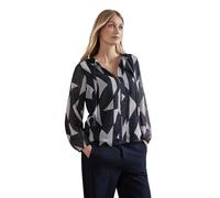 Langarmbluse STREET ONE, Damen, Gr. 36, blau (night sky blau), Stoff, 100% Polyester, bedruckt, normal normal, Rundhals, Bündchen, Blusen, mit Rundhalsausschnitt (20778305-36) night sky blau