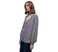 Langarmbluse STREET ONE, Damen, Gr. 40, frosted blau, Stoff, 100% Viskose, gemustert, klassisch normal, V-Ausschnitt, Bündchen, Blusen, mit grafischem Muster (58050511-40) frosted blau